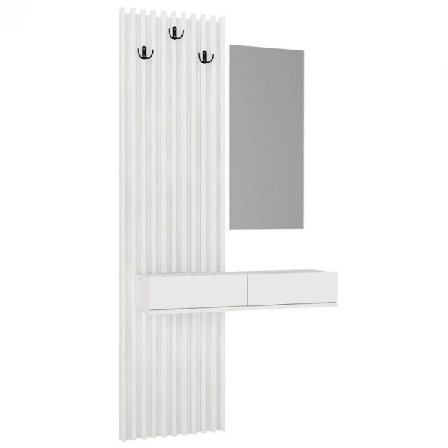 Έπιπλο εισόδου Elois Megapap χρώμα λευκό 96,6x26,8x195,5εκ.