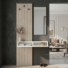 Έπιπλο εισόδου Elois Megapap χρώμα λευκό - sepet oak 96,6x26,8x195,5εκ.