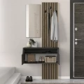 Έπιπλο εισόδου Naro Megapap χρώμα ανθρακί - sepet oak 90x35x204,2εκ.
