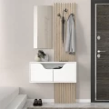 Έπιπλο εισόδου Naro Megapap χρώμα λευκό - sepet oak 90x35x204,2εκ.