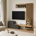 Σύνθεση τηλεόρασης Dumont Megapap χρώμα ανθρακί - sepet oak 180x36,8x200εκ.