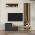 Σύνθεση τηλεόρασης Dumont Megapap χρώμα ανθρακί - sepet oak 180x36,8x200εκ.