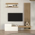 Σύνθεση τηλεόρασης Dumont Megapap χρώμα λευκό - sepet oak 180x36,8x200εκ.
