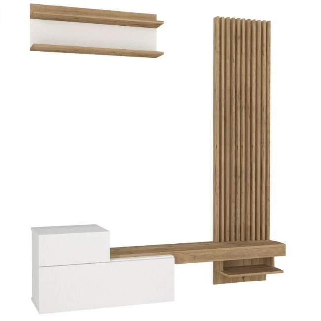 Σύνθεση τηλεόρασης Dumont Megapap χρώμα λευκό - sepet oak 180x36,8x200εκ.