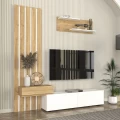 Σύνθεση τηλεόρασης Rosaline Megapap χρώμα λευκό - sepet oak 183x31,3x196,9εκ.