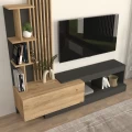 Σύνθεση τηλεόρασης Vermont Megapap χρώμα ανθρακί - sepet oak 180x40x193,8εκ.