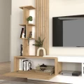 Σύνθεση τηλεόρασης Vermont Megapap χρώμα λευκό - sepet oak 180x40x193,8εκ.