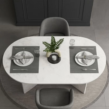 Τραπέζι Cortado Megapap χρώμα λευκό εφέ μαρμάρου 138x80x75εκ.