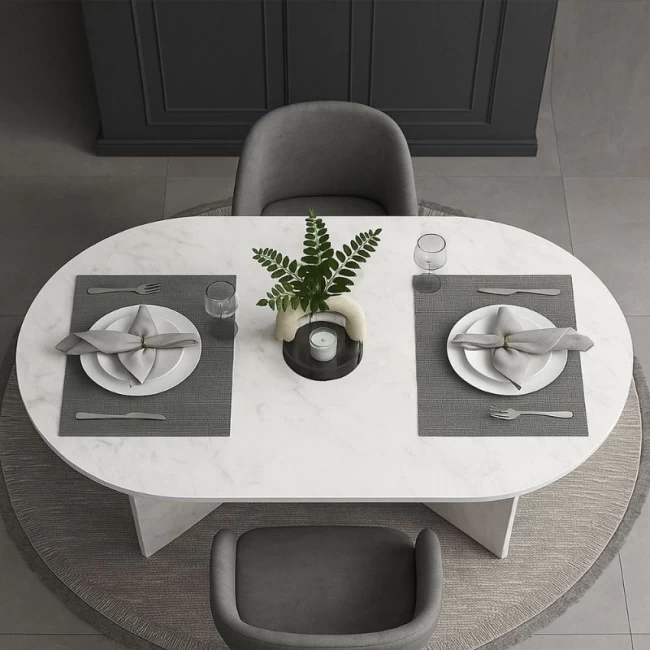 Τραπέζι Cortado Megapap χρώμα λευκό εφέ μαρμάρου 138x80x75εκ.