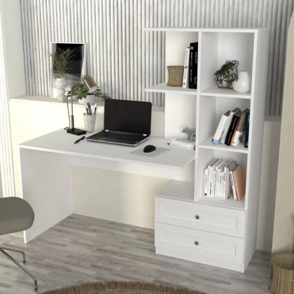 Γραφείο εργασίας Mantra Megapap χρώμα λευκό 150x60x152εκ.