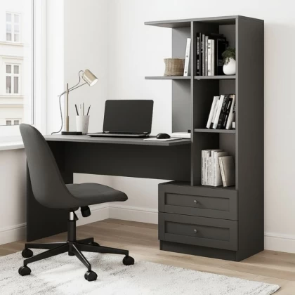 Γραφείο εργασίας Mantra Megapap χρώμα ανθρακί 150x60x152εκ.