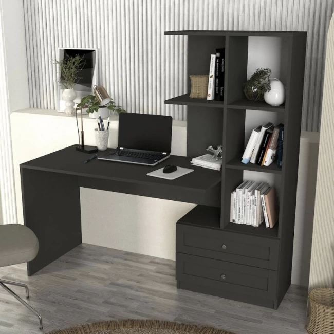 Γραφείο εργασίας Mantra Megapap χρώμα ανθρακί 150x60x152εκ.