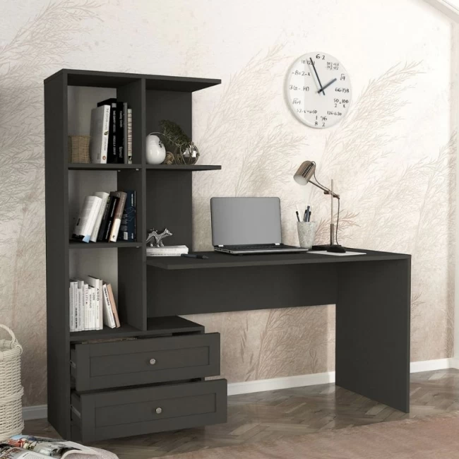 Γραφείο εργασίας Mantra Megapap χρώμα ανθρακί 150x60x152εκ.