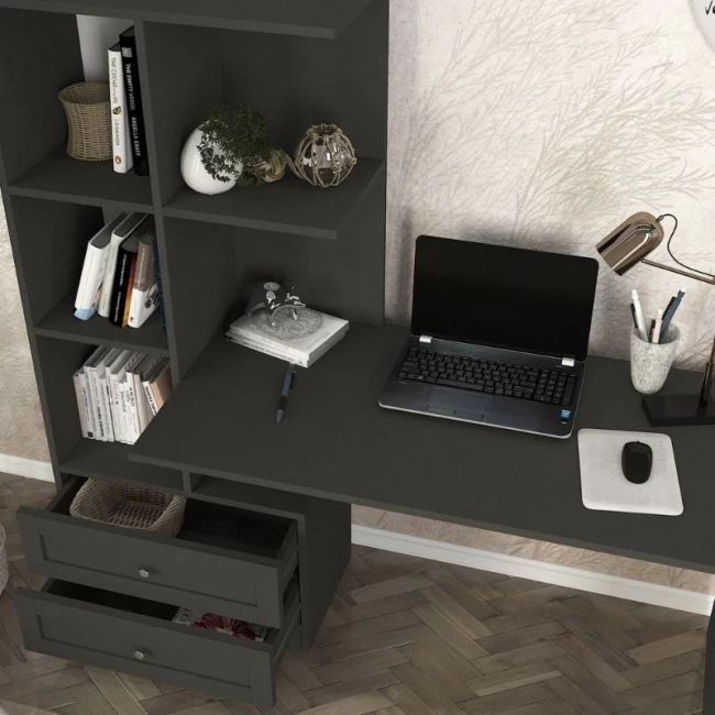 Γραφείο εργασίας Mantra Megapap χρώμα ανθρακί 150x60x152εκ.