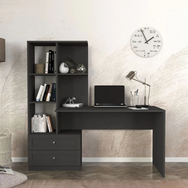 Γραφείο εργασίας Mantra Megapap χρώμα ανθρακί 150x60x152εκ.