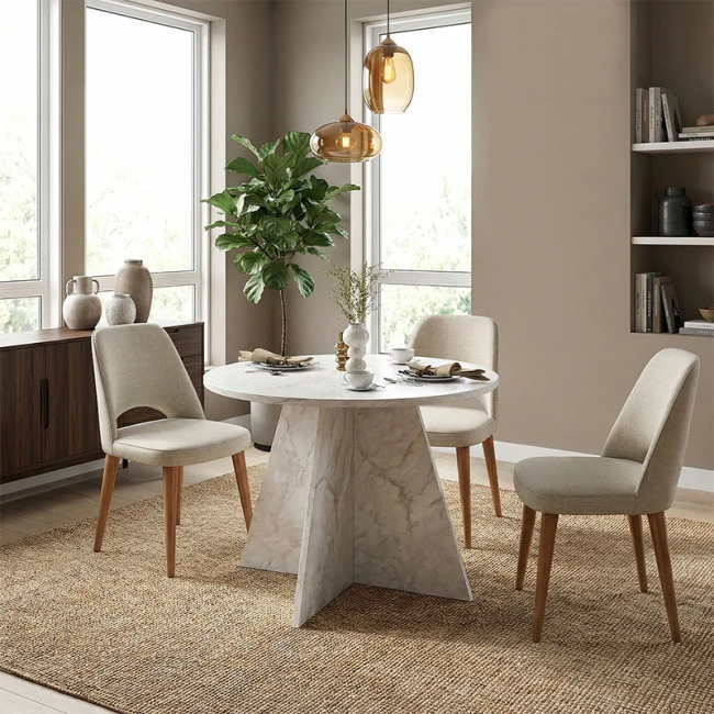 Τραπέζι Tailor Megapap χρώμα λευκό εφέ μαρμάρου Ø100x75,7εκ.