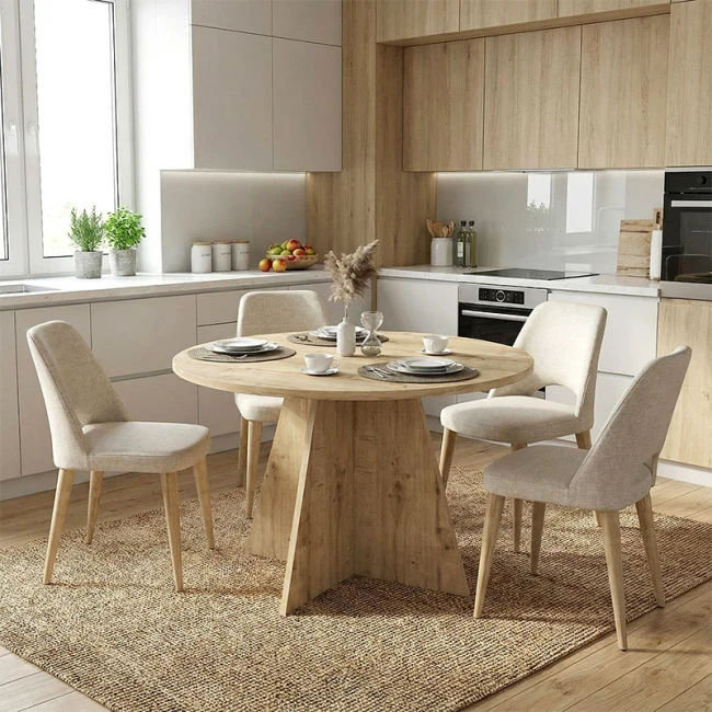 Τραπέζι Tailor Megapap χρώμα sapphire oak Ø120x75,7εκ.