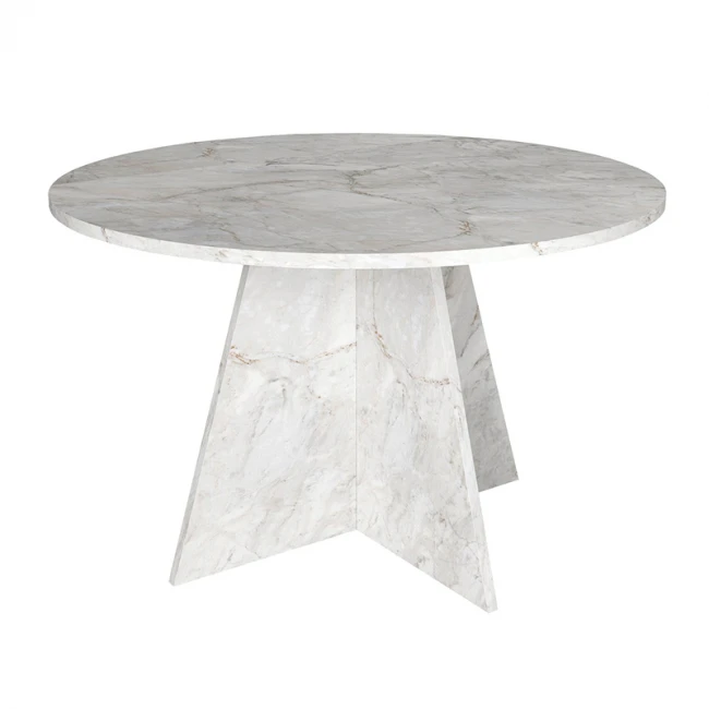 Τραπέζι Tailor Megapap χρώμα λευκό εφέ μαρμάρου Ø120x75,7εκ.