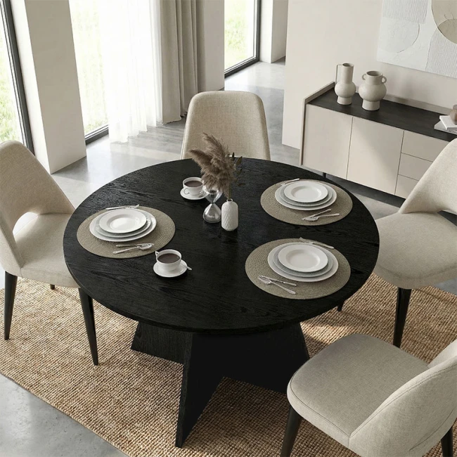 Τραπέζι Tailor Megapap χρώμα sencron black Ø120x75,7εκ.