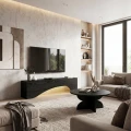 Έπιπλο τηλεόρασης Mara Megapap με LED χρώμα sencron black 150x31,4x40εκ.
