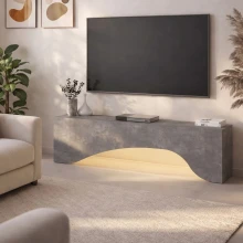 Έπιπλο τηλεόρασης Mara Megapap με LED χρώμα γκρι σκυροδέματος 150x31,4x40εκ.