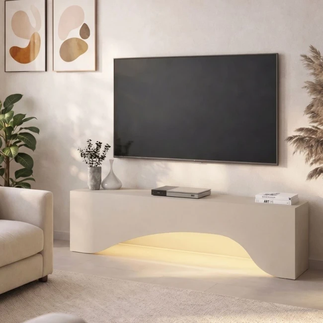 Έπιπλο τηλεόρασης Mara Megapap με LED χρώμα sandstone 150x31,4x40εκ.