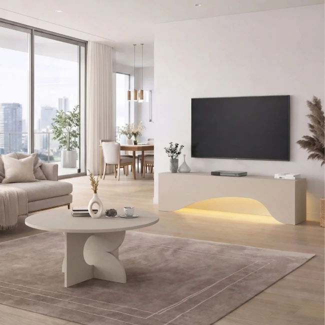 Έπιπλο τηλεόρασης Mara Megapap με LED χρώμα sandstone 150x31,4x40εκ.