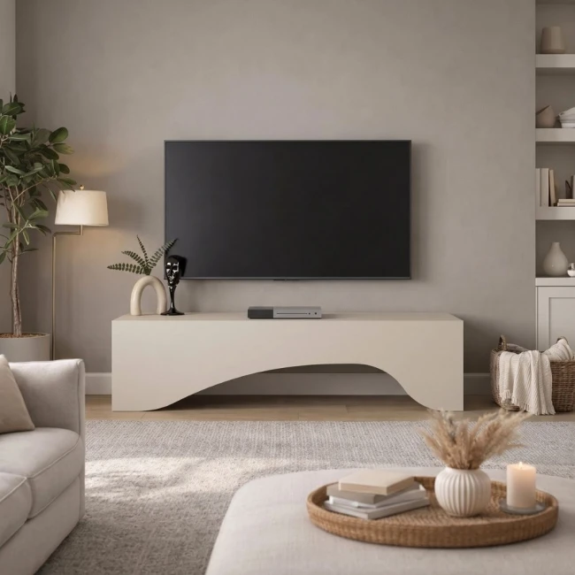 Έπιπλο τηλεόρασης Mara Megapap με LED χρώμα sandstone 150x31,4x40εκ.