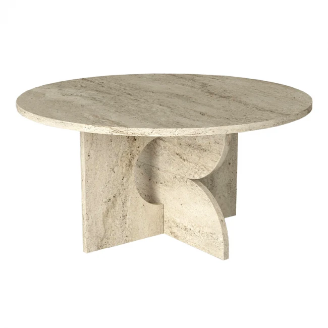 Τραπεζάκι σαλονιού Mara Megapap χρώμα travertine Ø75x36,8εκ.