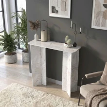 Κονσόλα Mara Megapap χρώμα λευκό εφέ μαρμάρου 90x29,6x91,8εκ.