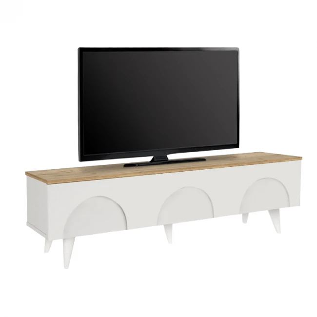 Έπιπλο τηλεόρασης Bono Megapap χρώμα λευκό - sepet oak 150x32,3x42,1εκ.