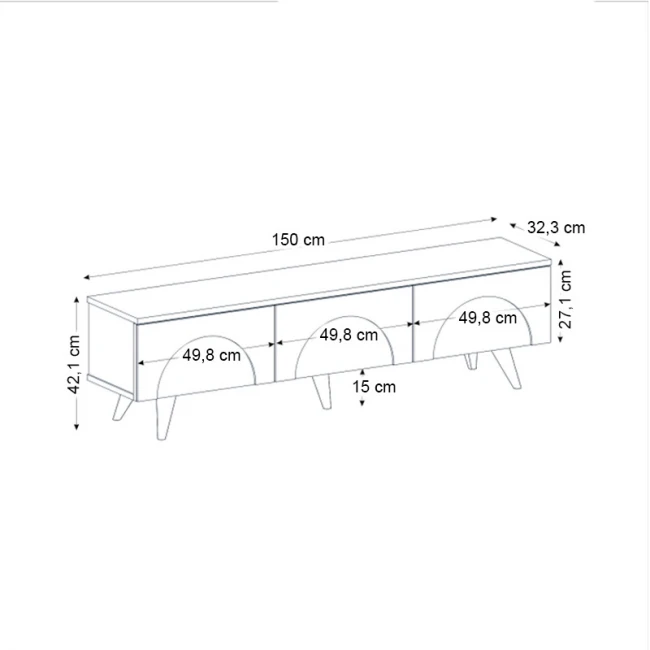 Έπιπλο τηλεόρασης Bono Megapap χρώμα λευκό - sepet oak 150x32,3x42,1εκ.