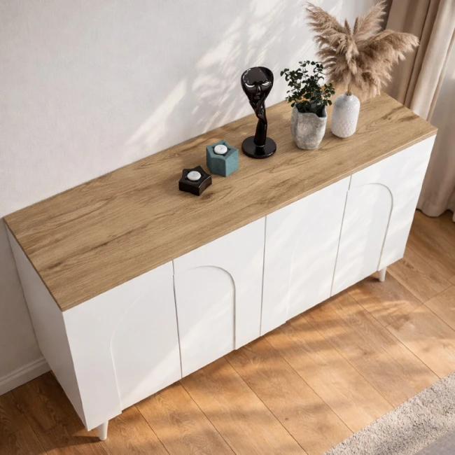 Μπουφές Bono Megapap χρώμα λευκό - sepet oak 150x45x74,6εκ.