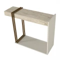 Κονσόλα Desca Megapap χρώμα travertine - sandstone - χρυσό 91,8x29,6x74,2εκ.