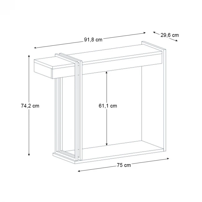 Κονσόλα Desca Megapap χρώμα travertine - sandstone - χρυσό 91,8x29,6x74,2εκ.
