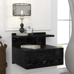 Κομοδίνο επιτοίχιο Mislina Megapap χρώμα sencron black 40x33,2x32εκ.