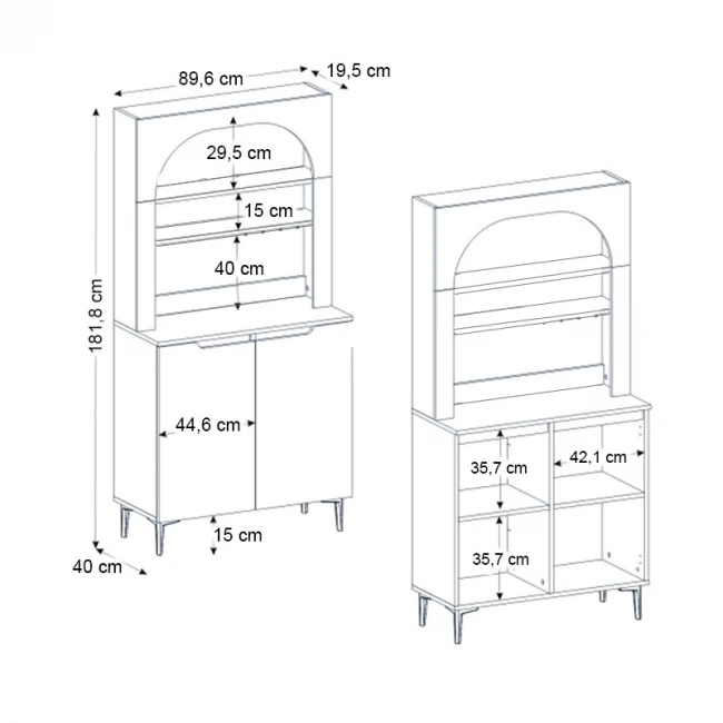 Έπιπλο κουζίνας με LED Melinta 2 Megapap χρώμα λευκό 90x40x181,8εκ.
