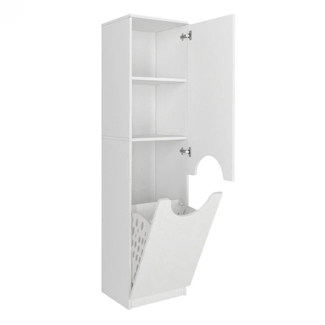 Ντουλάπι με καλάθι απλύτων Verga Megapap χρώμα λευκό 45x40x180εκ.