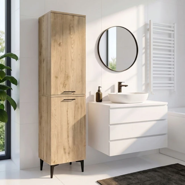 Ντουλάπι με καλάθι απλύτων Singa Megapap χρώμα sepet oak 45x40x180εκ.