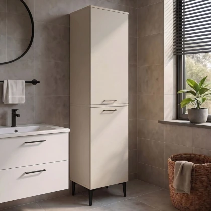 Ντουλάπι με καλάθι απλύτων Singa Megapap χρώμα sandstone 45x40x180εκ.