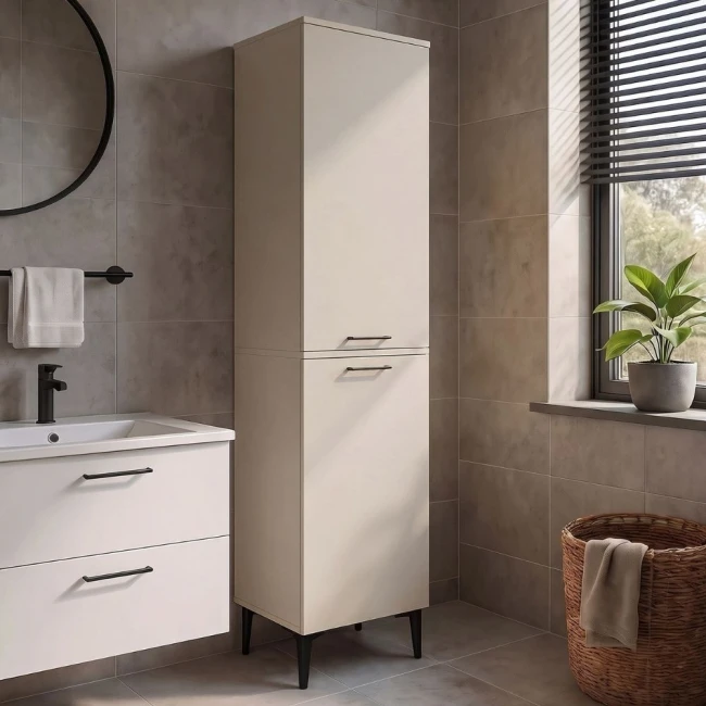 Ντουλάπι με καλάθι απλύτων Singa Megapap χρώμα sandstone 45x40x180εκ.