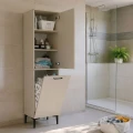 Ντουλάπι με καλάθι απλύτων Singa Megapap χρώμα sandstone 45x40x180εκ.