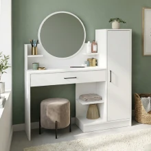 Τουαλέτα με καθρέπτη Andera Megapap χρώμα λευκό 123,9x35x144,4εκ.