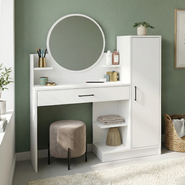 Τουαλέτα με καθρέπτη Andera Megapap χρώμα λευκό 123,9x35x144,4εκ.