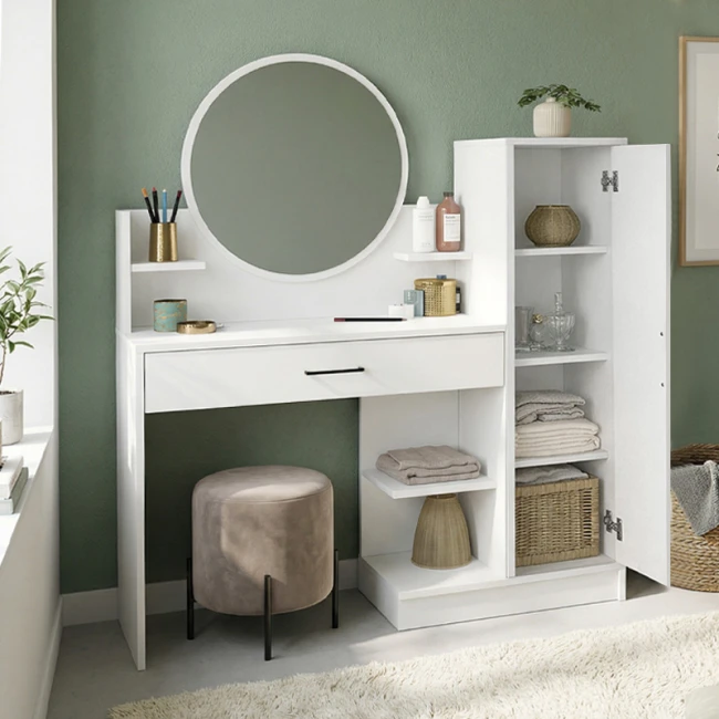 Τουαλέτα με καθρέπτη Andera Megapap χρώμα λευκό 123,9x35x144,4εκ.