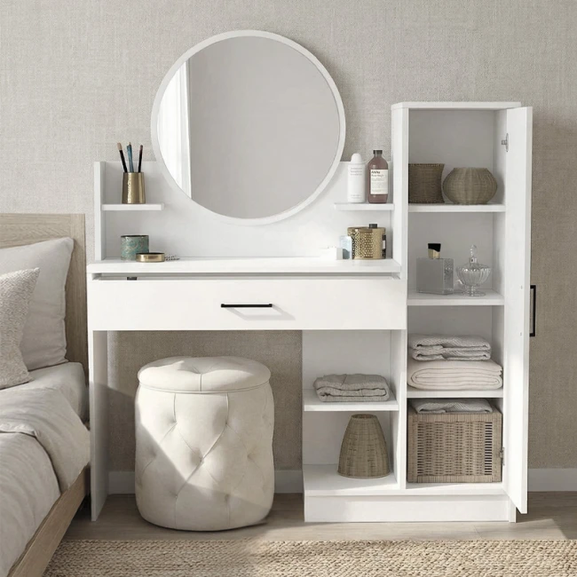 Τουαλέτα με καθρέπτη Andera Megapap χρώμα λευκό 123,9x35x144,4εκ.