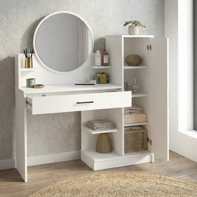 Τουαλέτα με καθρέπτη Andera Megapap χρώμα λευκό 123,9x35x144,4εκ.