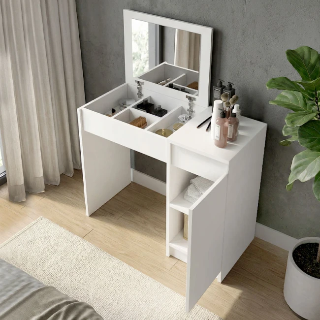 Τουαλέτα με καθρέπτη Huma Megapap χρώμα λευκό 90x45x118,2εκ.