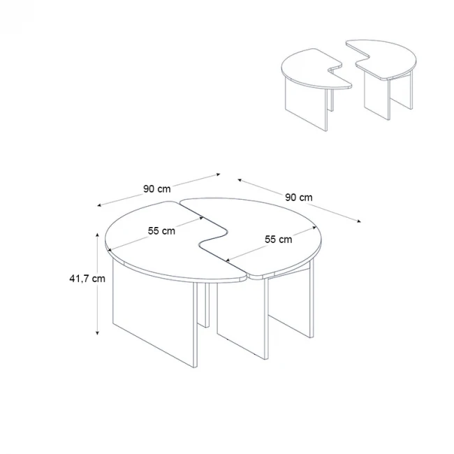 Τραπεζάκι σαλονιού σετ 2 τμχ Dorena Megapap χρώμα sencron black Ø90x41,7εκ.