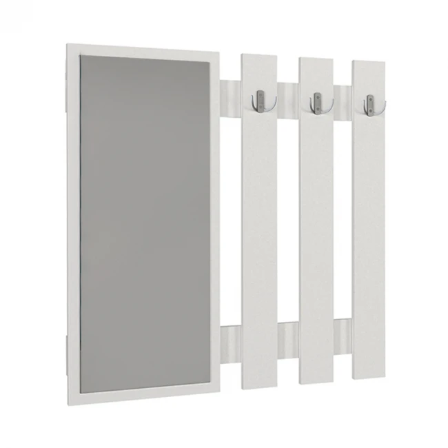 Κρεμάστρα τοίχου με καθρέπτη Folin Megapap χρώμα λευκό 90x4x90εκ.